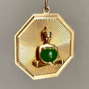 Signed Henry Dankner Pendant
14k Gold & Jade Buddha 
10.5 grams (video)